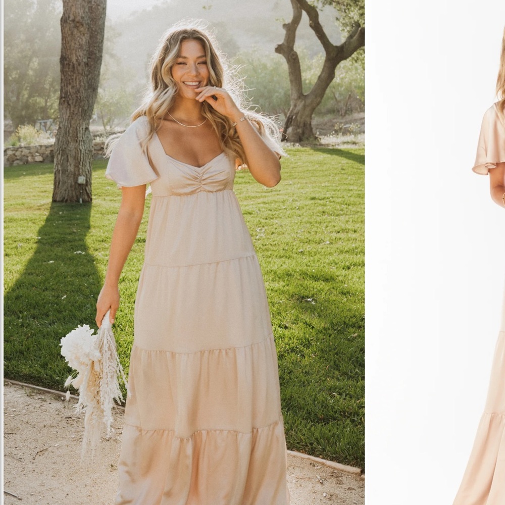 Show Me Your MuMu Nicole Dress Champagne Luxe Satin